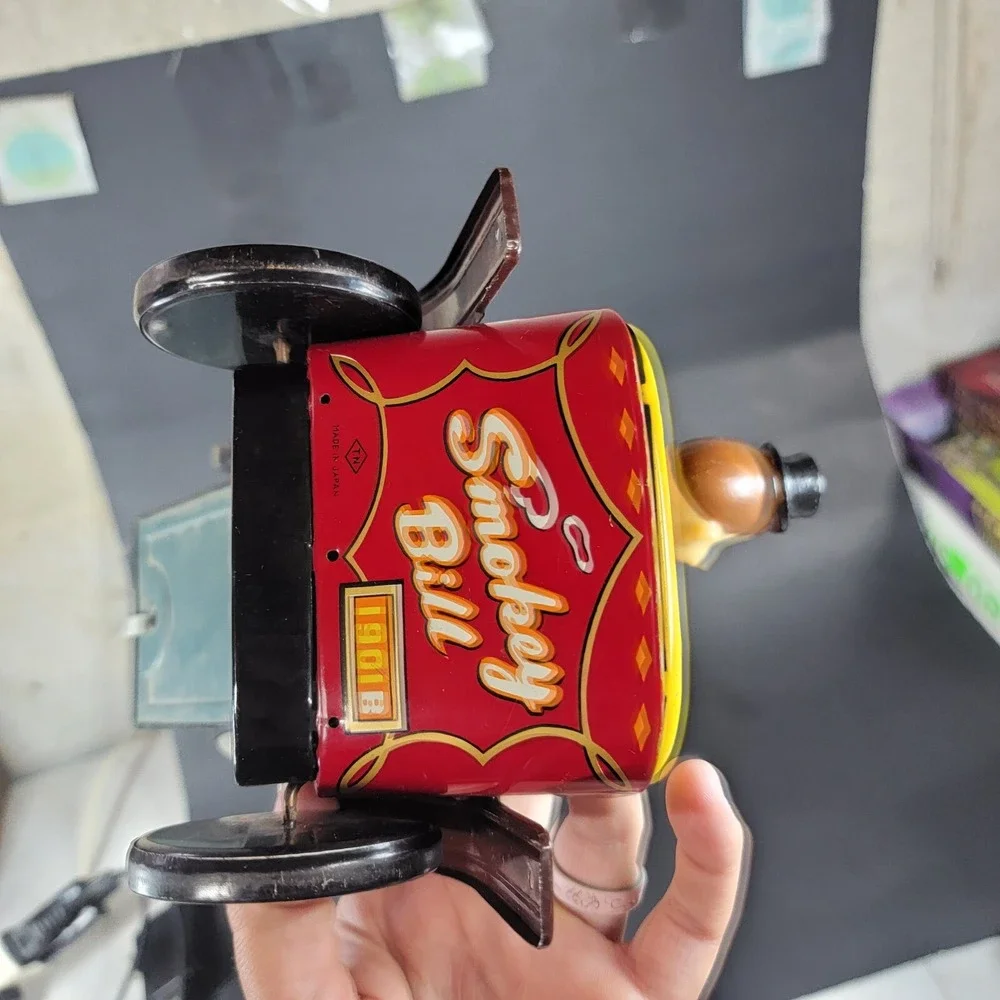 SMOKEY BILL ON OLD FASHION CAR TIN BATTERY TOY JAPAN 1960s